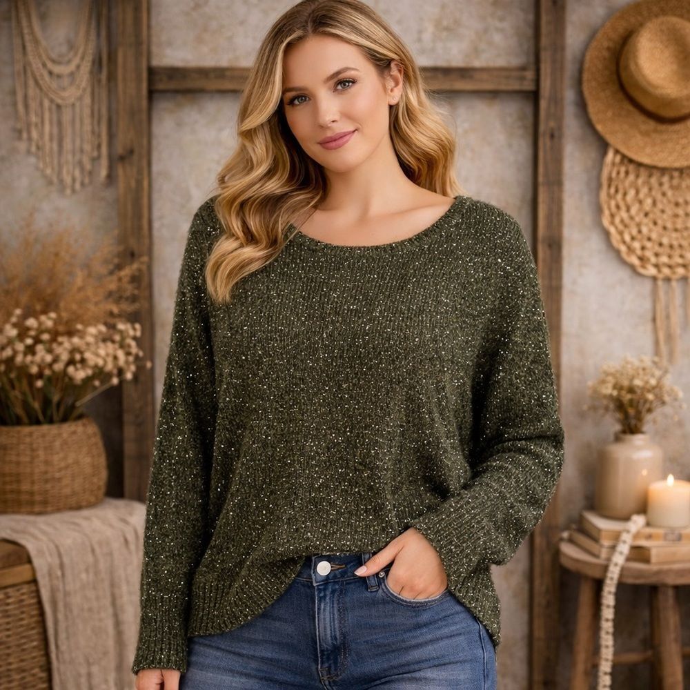 Cotton Emporium Women’s Sweater‎ Size Medium Olive
